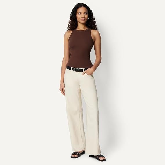 Brown Sleeveless Ribbed Tank Top image 2